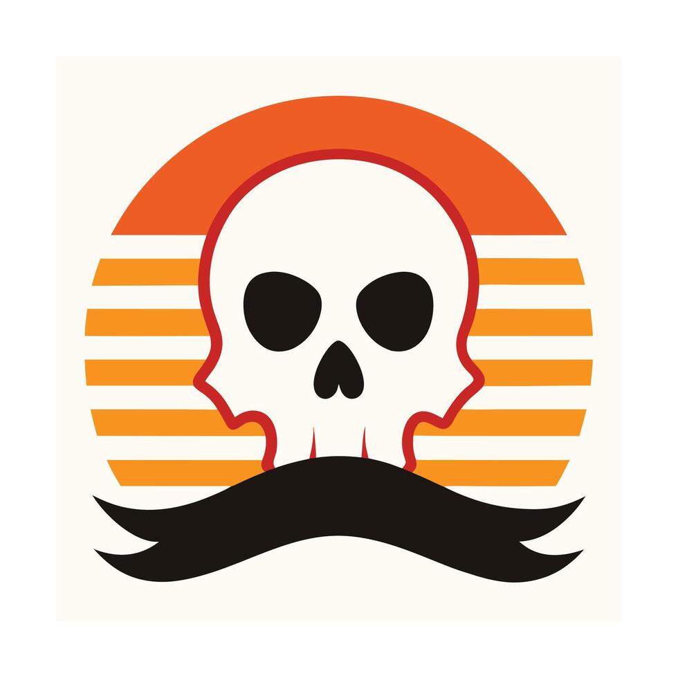 pirate skull silhouette on vintage sea wave stripes vector