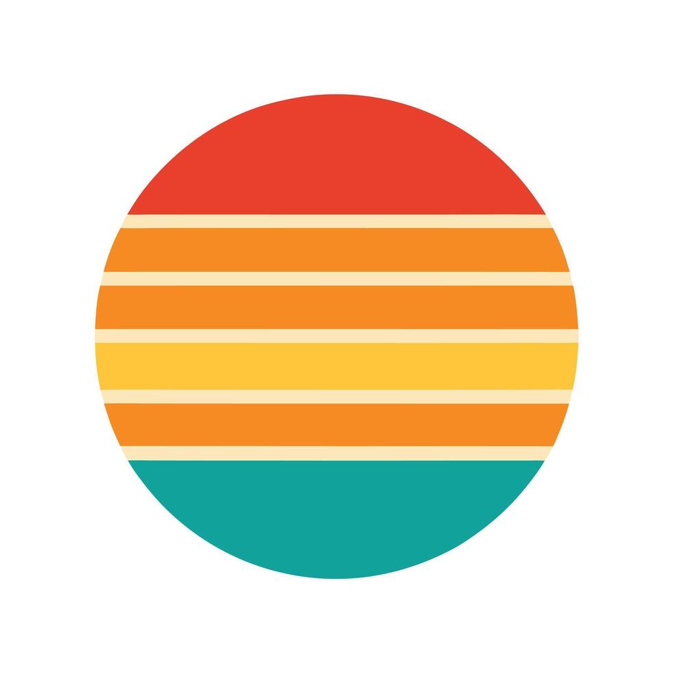 circular retro design of sunset with clean stripe lines vector
