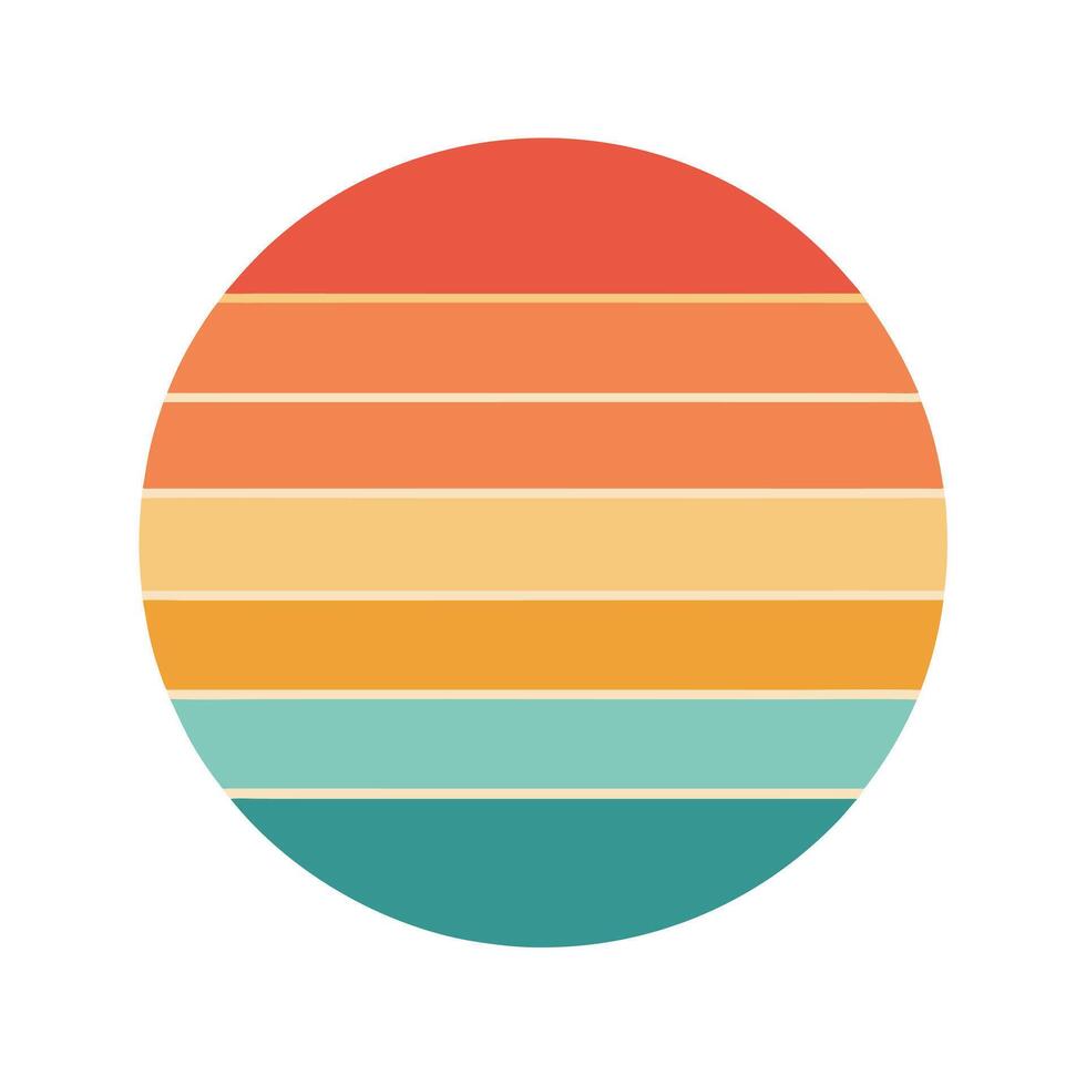 circular retro stripe icon with faded sunset palette vector
