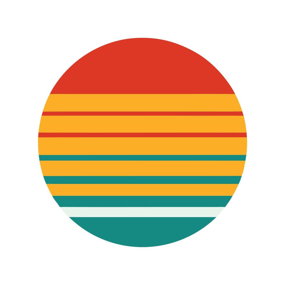 circular retro sunset with striped background in circle vector