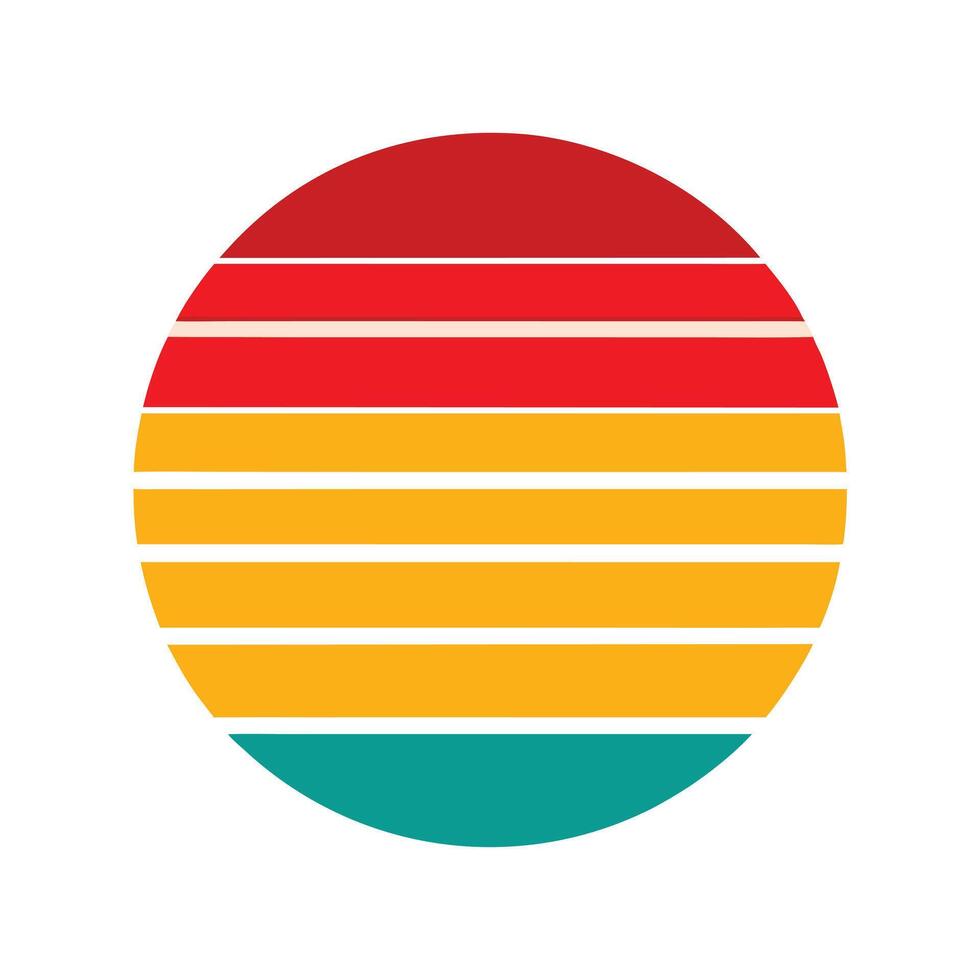 circular retro sunset background with evenly spaced stripes vector