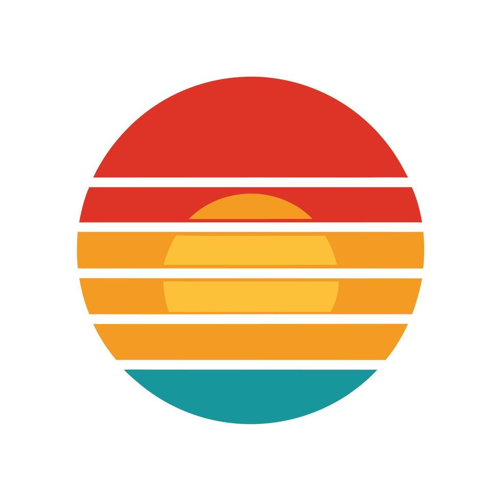 classic retro sunset with soft faded stripe layers vector