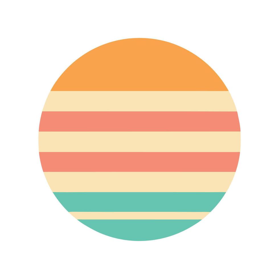 bold flat circle of retro sun with symmetrical pastel vector