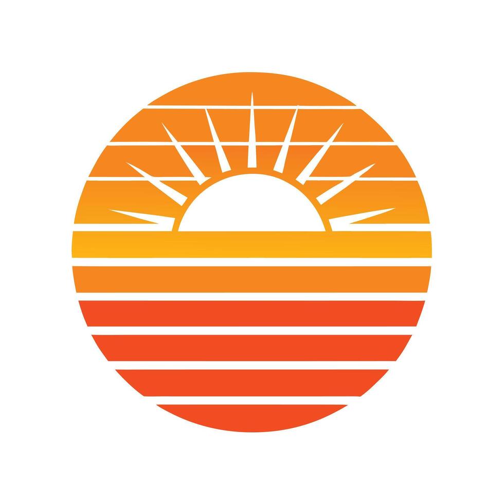 bold retro horizontal line sun icon with warm palette vector