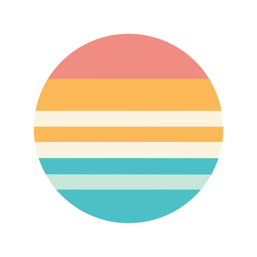 bold pastel circle with retro stripe fade forming sun vector