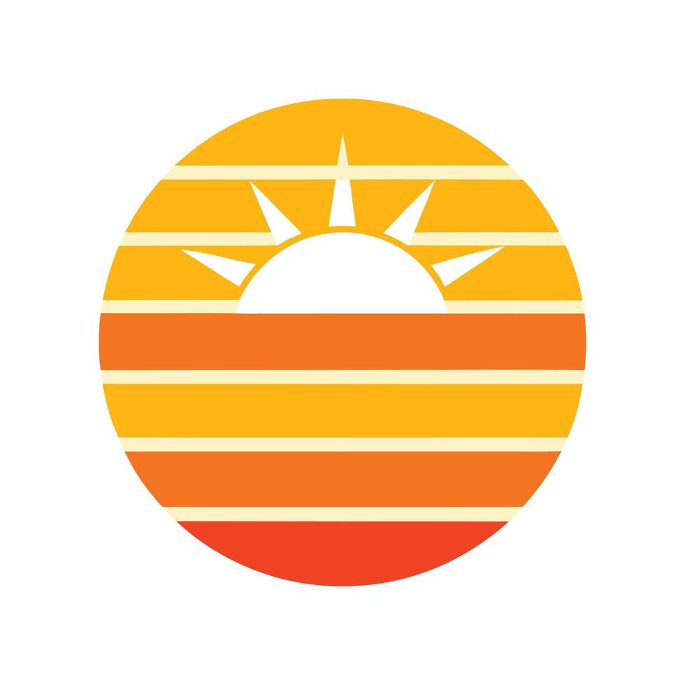 bold stripe retro sun symbol in clean rounded layout vector