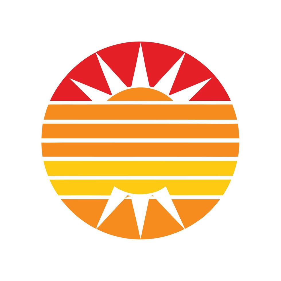 classic retro sun symbol with bold clean stripes vector