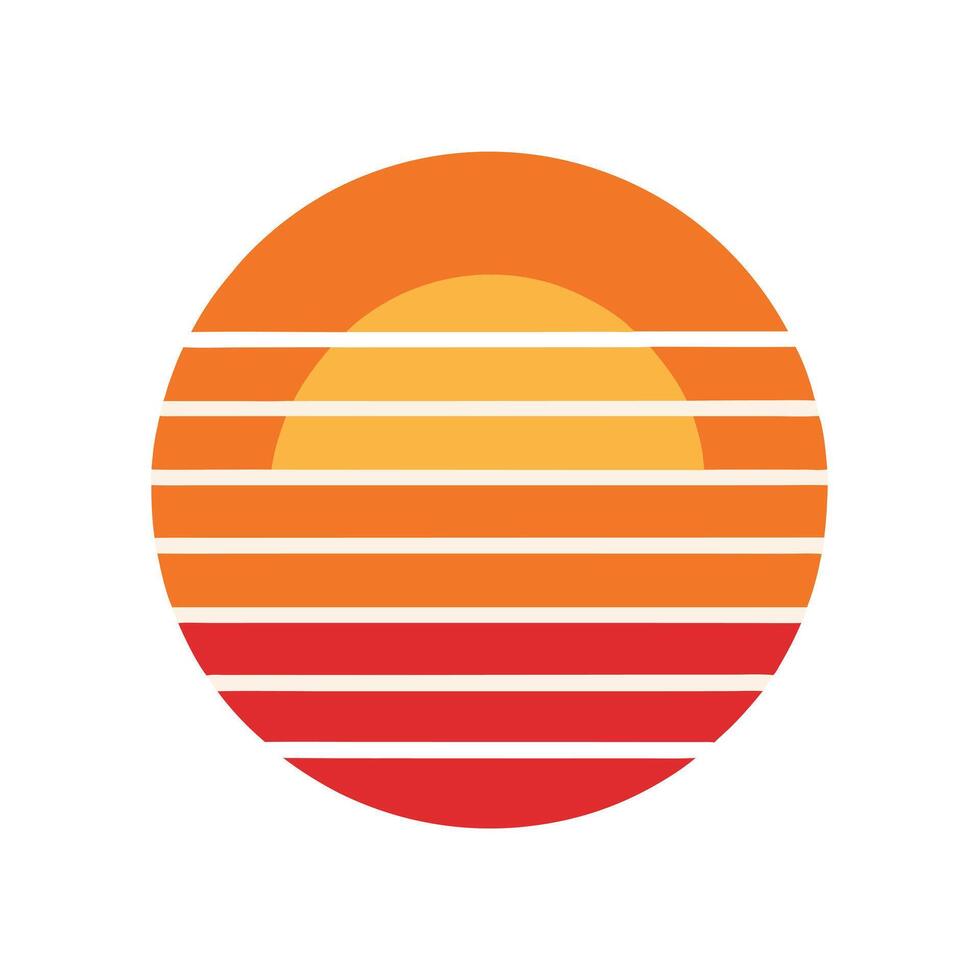 circle shaped retro sunset with soft stripes vector
