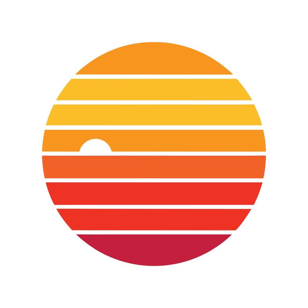 bold retro stripe sunset in vintage hues icon vector