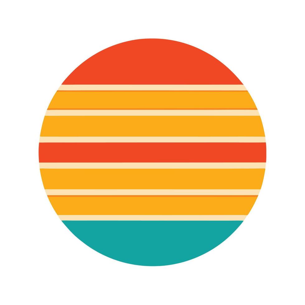 bold retro stripe layout in circular sun icon with stripes vector