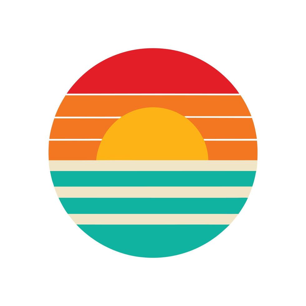 classic retro sunset with colorful horizontal layers vector