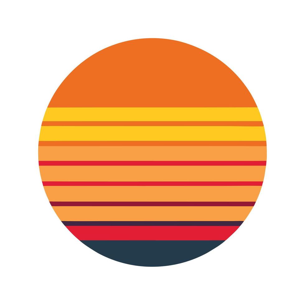 circular sunset background with retro line divisions vector