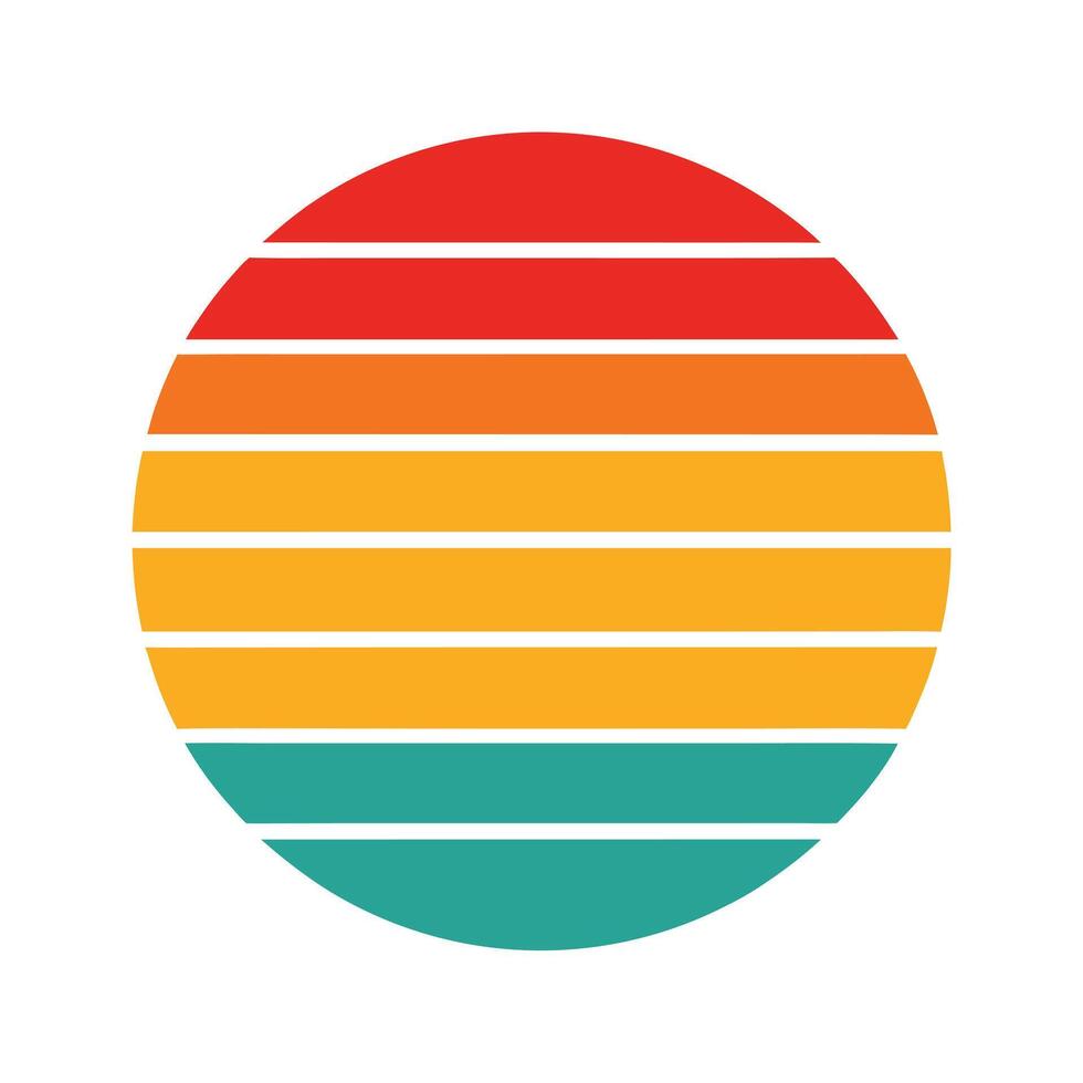 bold vintage stripe sunset circle with clean divisions vector