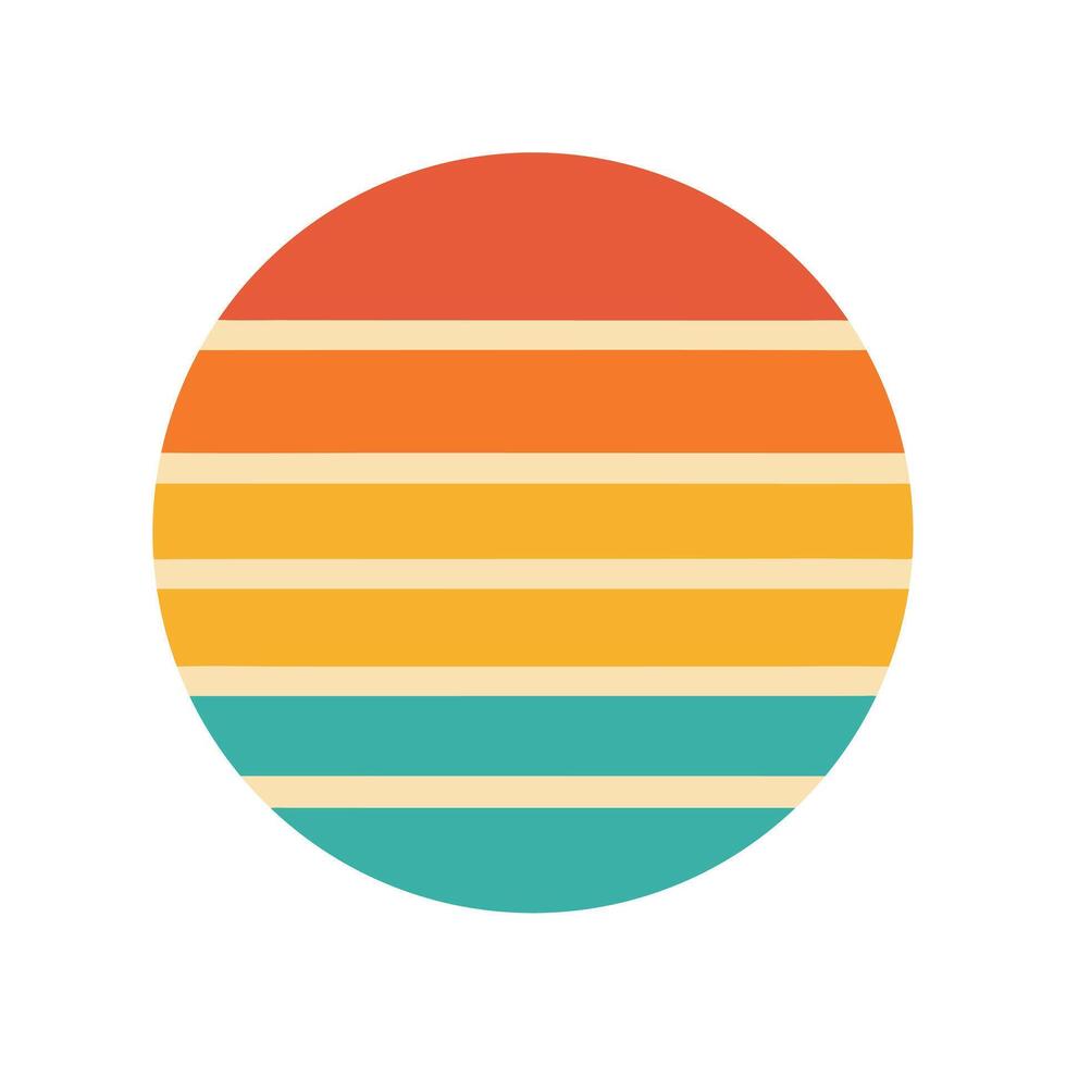 circular retro stripe layout representing sunset vector