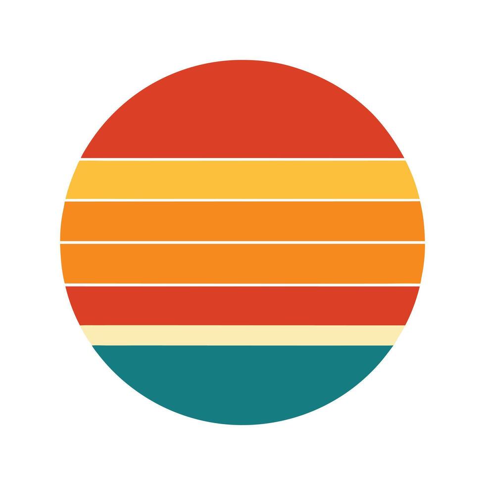 bold sunset stripe circle with retro tones in flat style vector