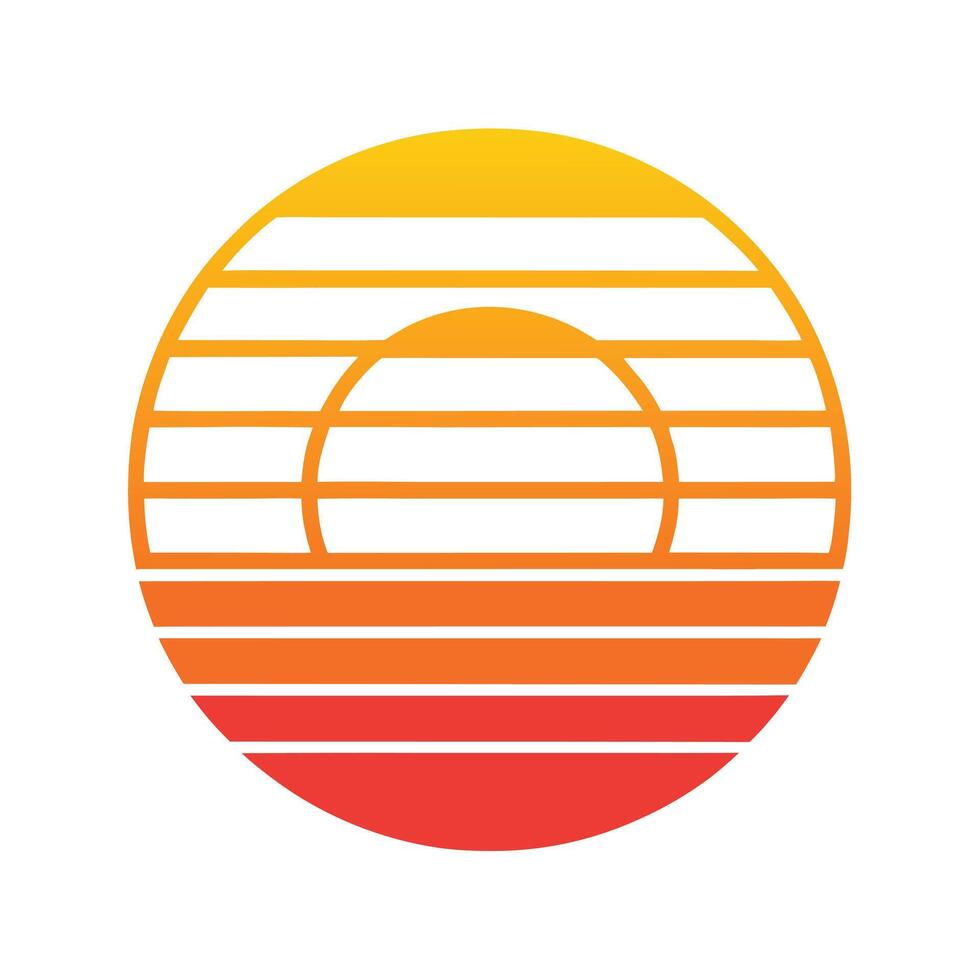 Clean Line Retro Sun Icon with Subtle Color Fades vector