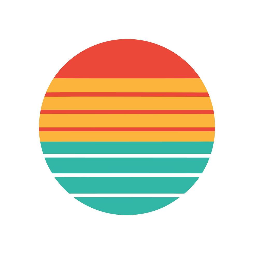 Faded Sunset Icon with Minimal Retro Stripes vector
