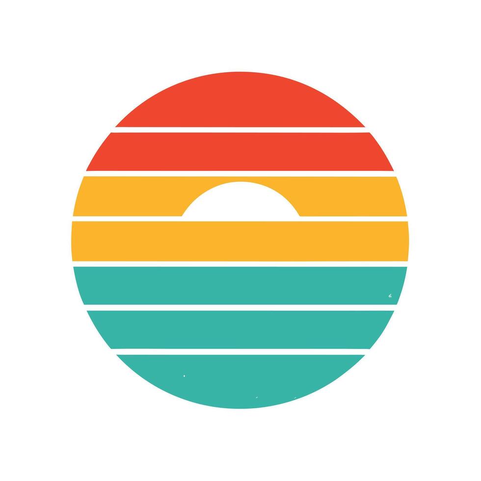 Faded Vintage Striped Sun with Retro Colors vector