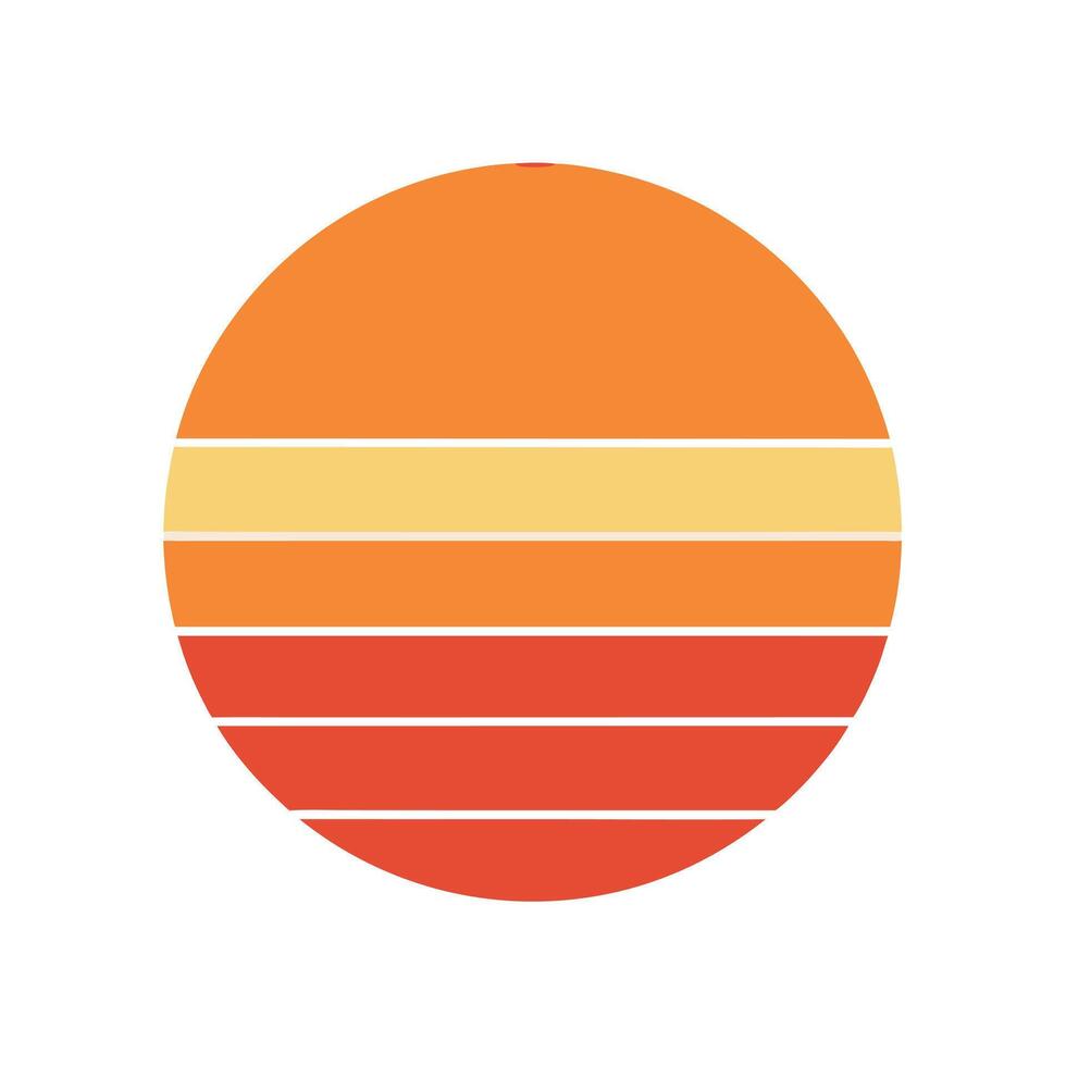 Flat Circle Sun with Vintage Horizontal Layers vector