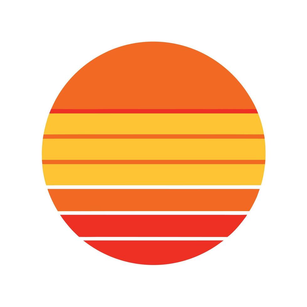 Flat Circular Sun with Retro Gradient Stripe Layers vector