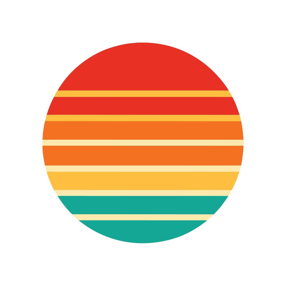 Clean Retro Circle Sunset with Horizontal Banding vector