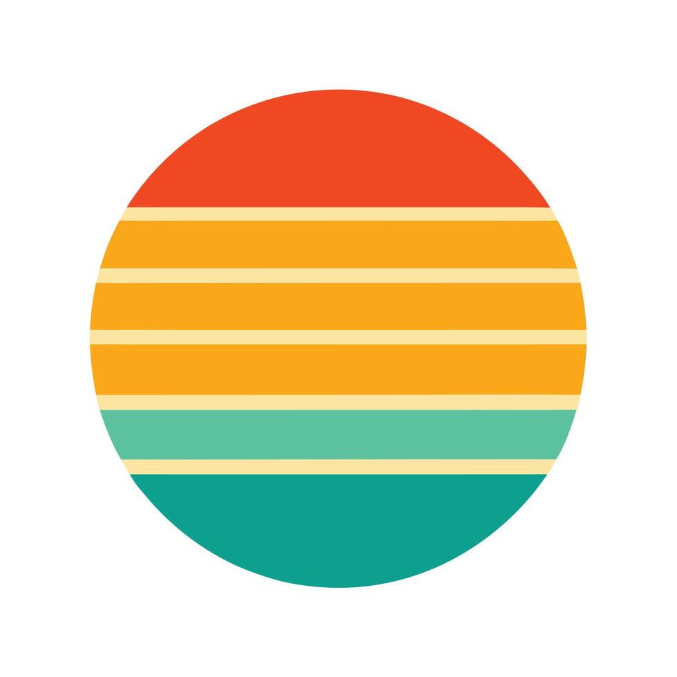 Flat Design of Circular Sun with Retro Horizontal Lines vector
