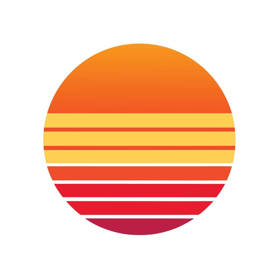 Flat Design Retro Sunset with Gradient Stripe Layers vector