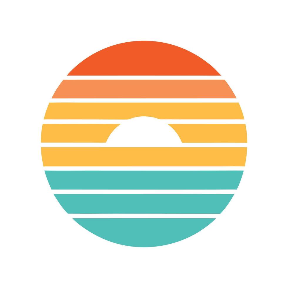 Clean Retro Stripe Design Forming Sun Silhouette vector
