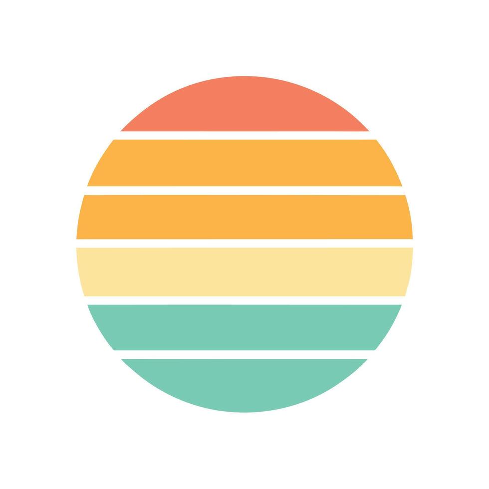 Flat Pastel Retro Circle Sun with Horizontal Stripes vector