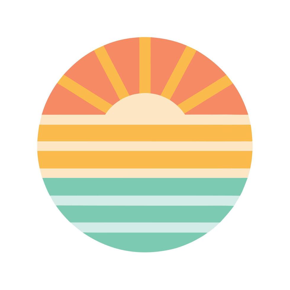 Flat Layered Retro Sun with Pastel Stripes vector