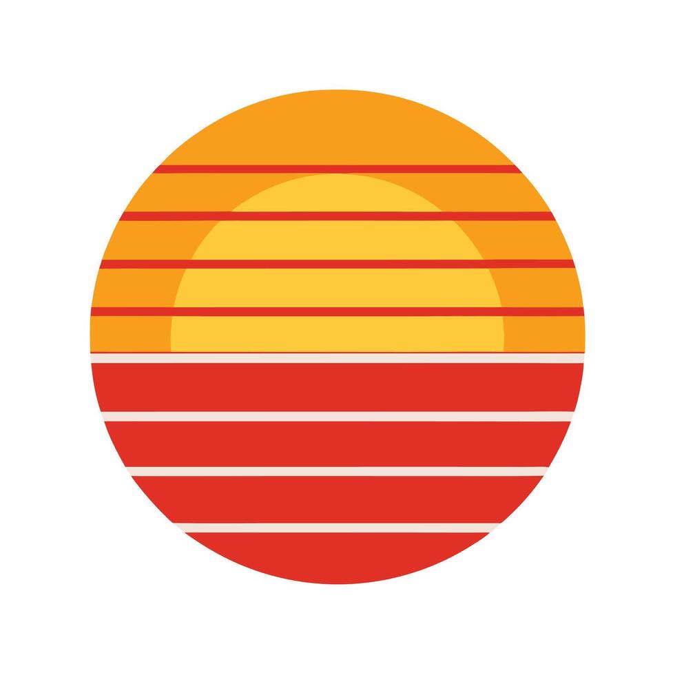 Flat Retro Background Sun with Clean Horizontal Setting vector