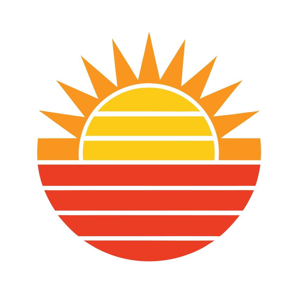 Flat Retro Sun Background with Cleanly Divided Stripes vector
