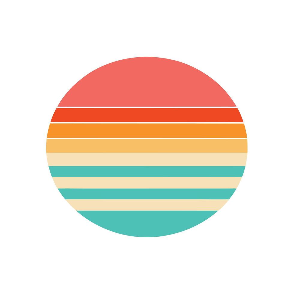 Flat Pastel Sunset with Retro Horizontal Banded Layers vector
