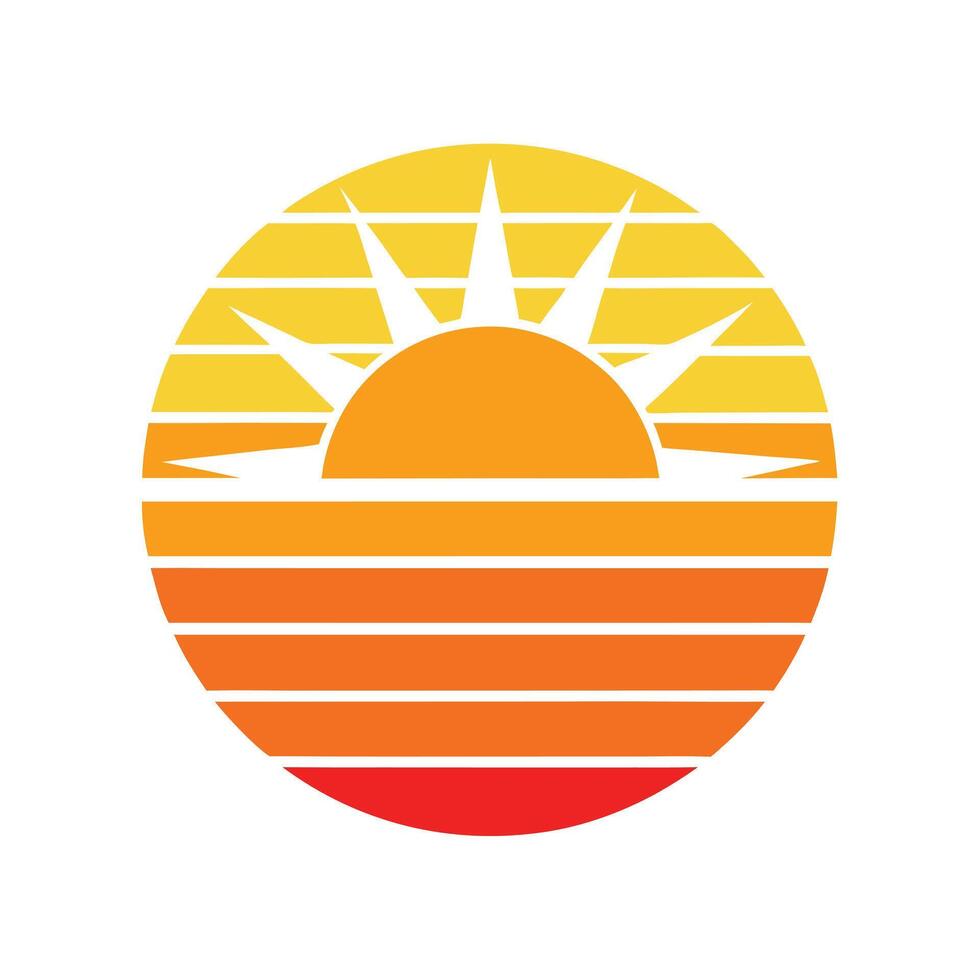 Classic Sun Icon in Retro Format with Layered Lines vector