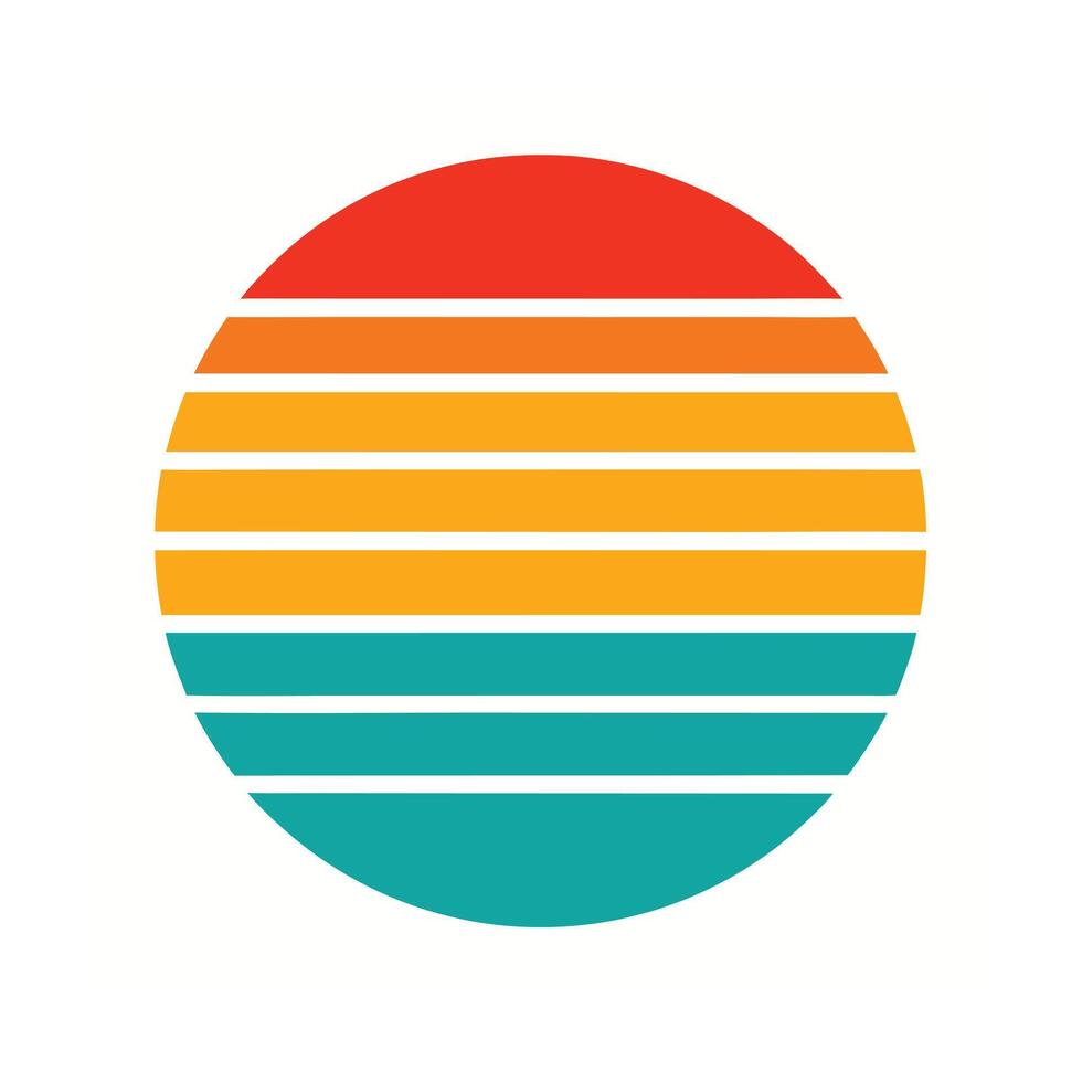 Flat Retro Graphic with Clean Sunset Stripe Layers vector