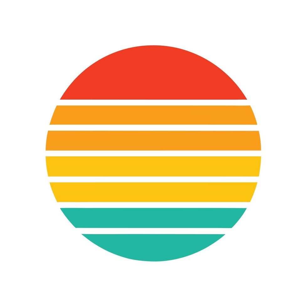 Flat Retro Striped Sun Graphic with Clean Fade vector