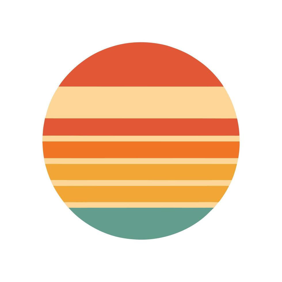 Flat Retro Circle with Layered Sunset Stripes in Style vector