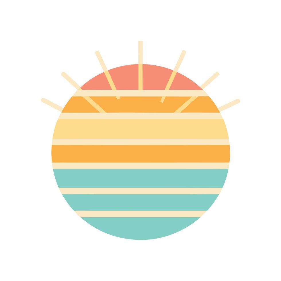 Flat Retro Sun Icon with Soft Pastel Banding in Style vector