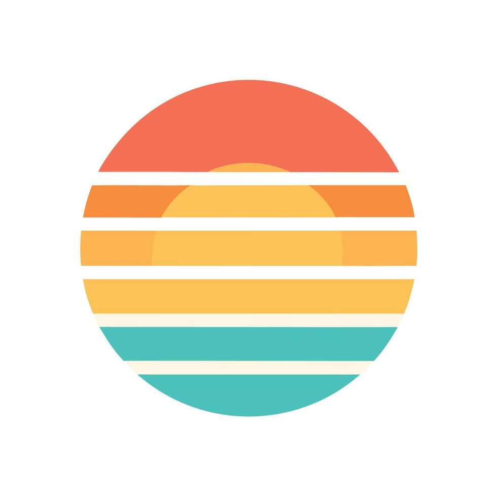 Flat Sun Icon with Retro Inspired Stripe Gradients vector