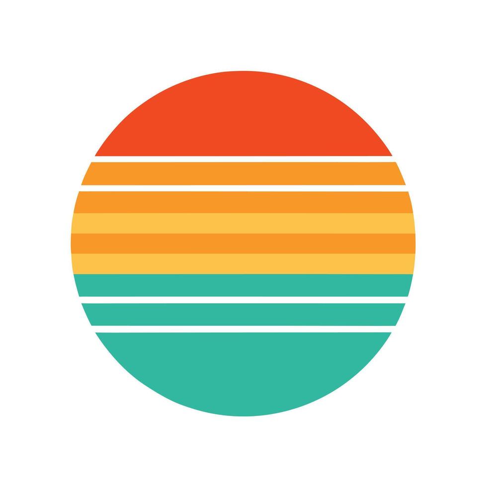 Clean Retro Sunset Circle with Symmetrical Soft Stripes vector