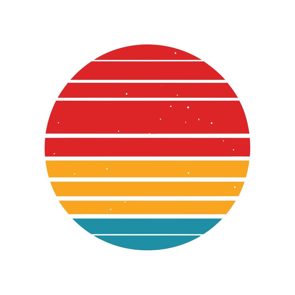 Distressed Retro Striped Sunset Background vector