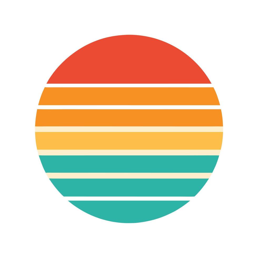 Cleanly Divided Retro Sunset Stripes in Circular Form vector