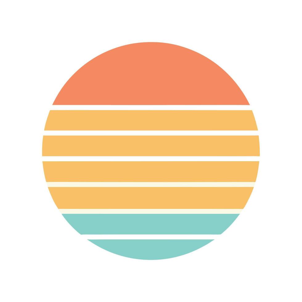Clean Round Sun with Horizontal Vintage Lines in Flat Design vector