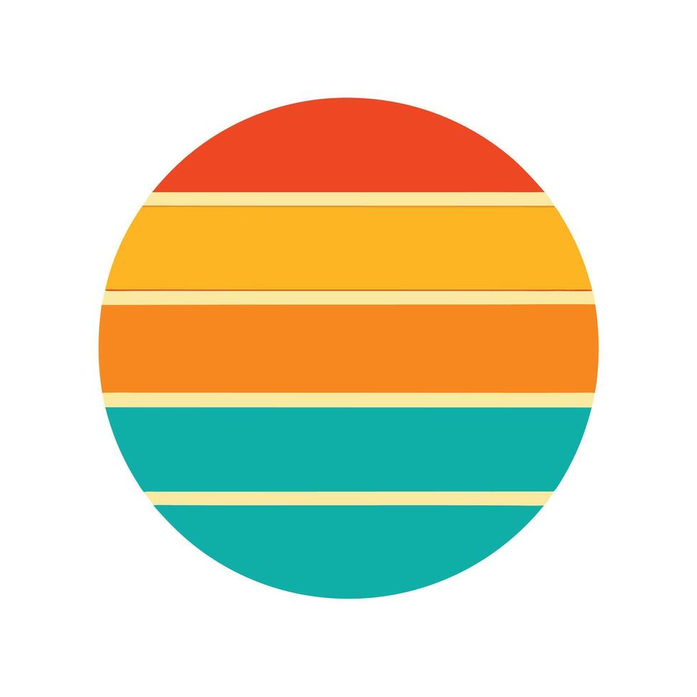 Clean Circle with Faded Retro Horizontal Sunset Stripes vector