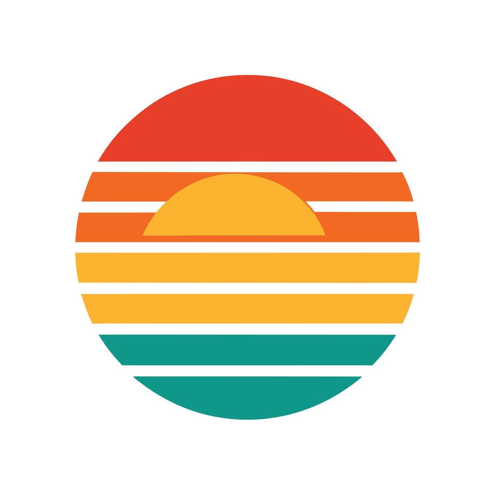 Clean Retro Sunset Stripes with Beach Vibes vector