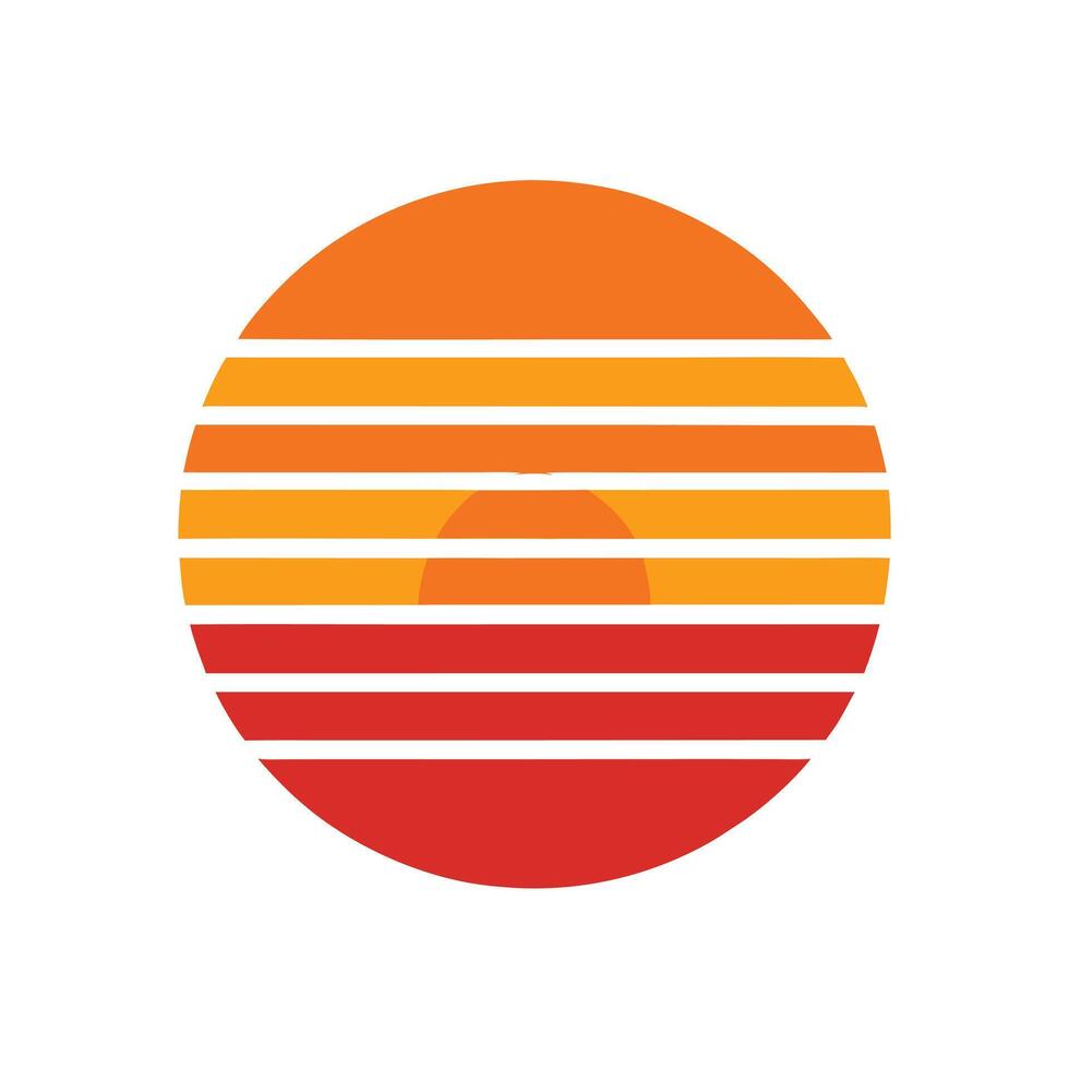 Clean Icon of Retro Sunset with Evenly Spaced Stripes vector