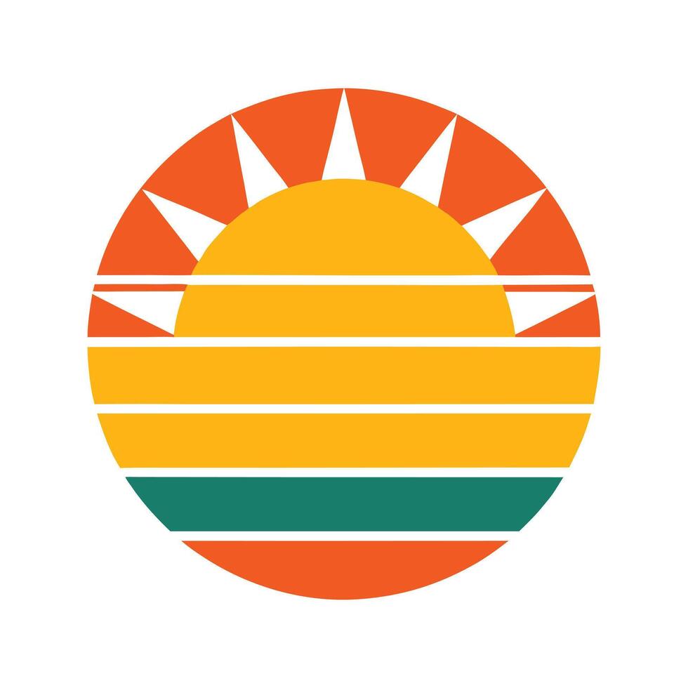 Clean Icon of Retro Sun with Symmetrical Stripes vector