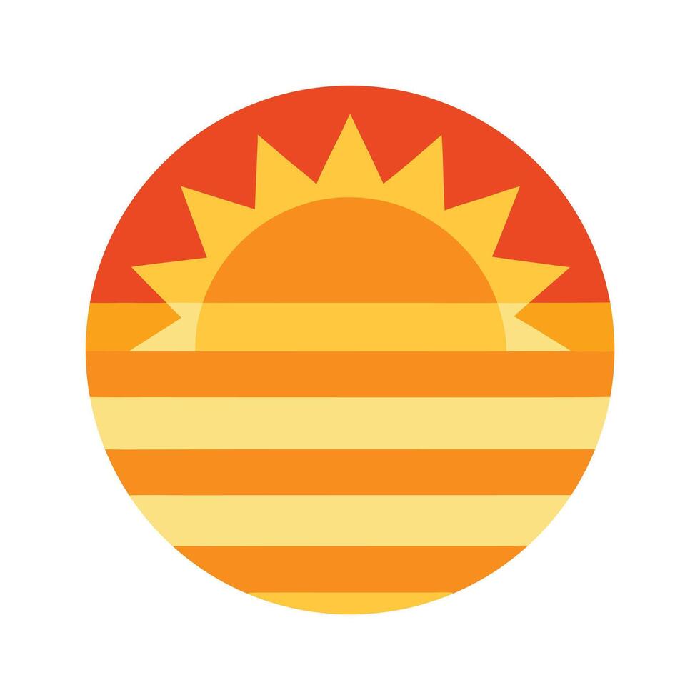 Flat Retro Themed Sun with Banded Gradient Circle vector