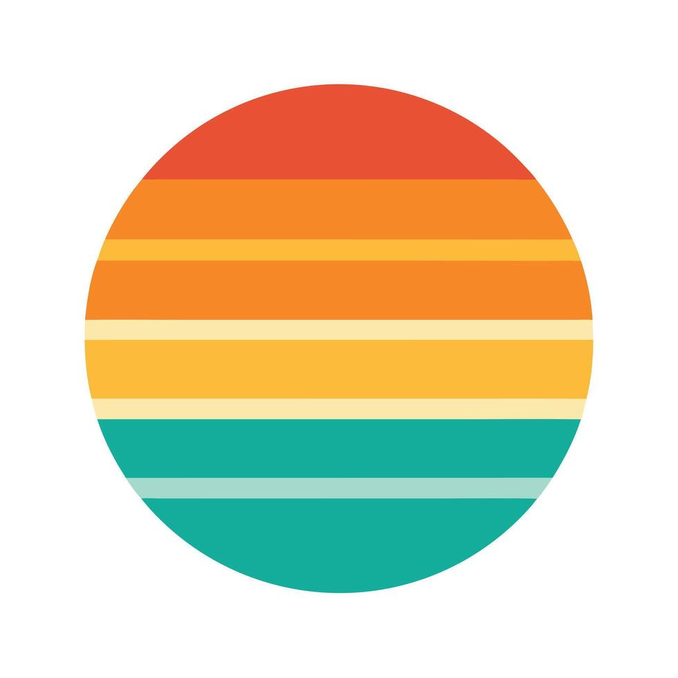Clean Round Sunset with Smooth Retro Stripe Blend vector
