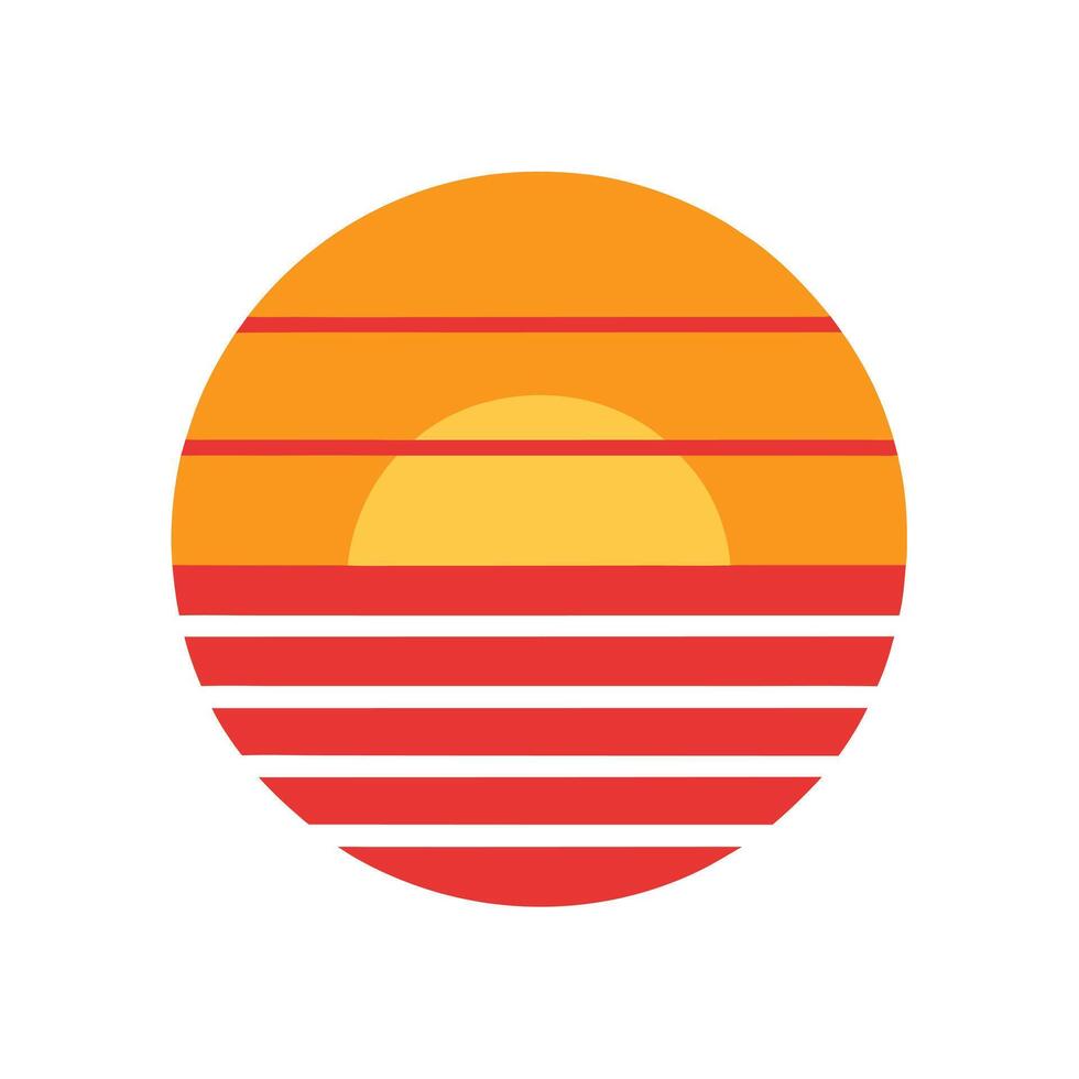 Flat Retro Icon of Sunset with Layered Soft Stripes vector